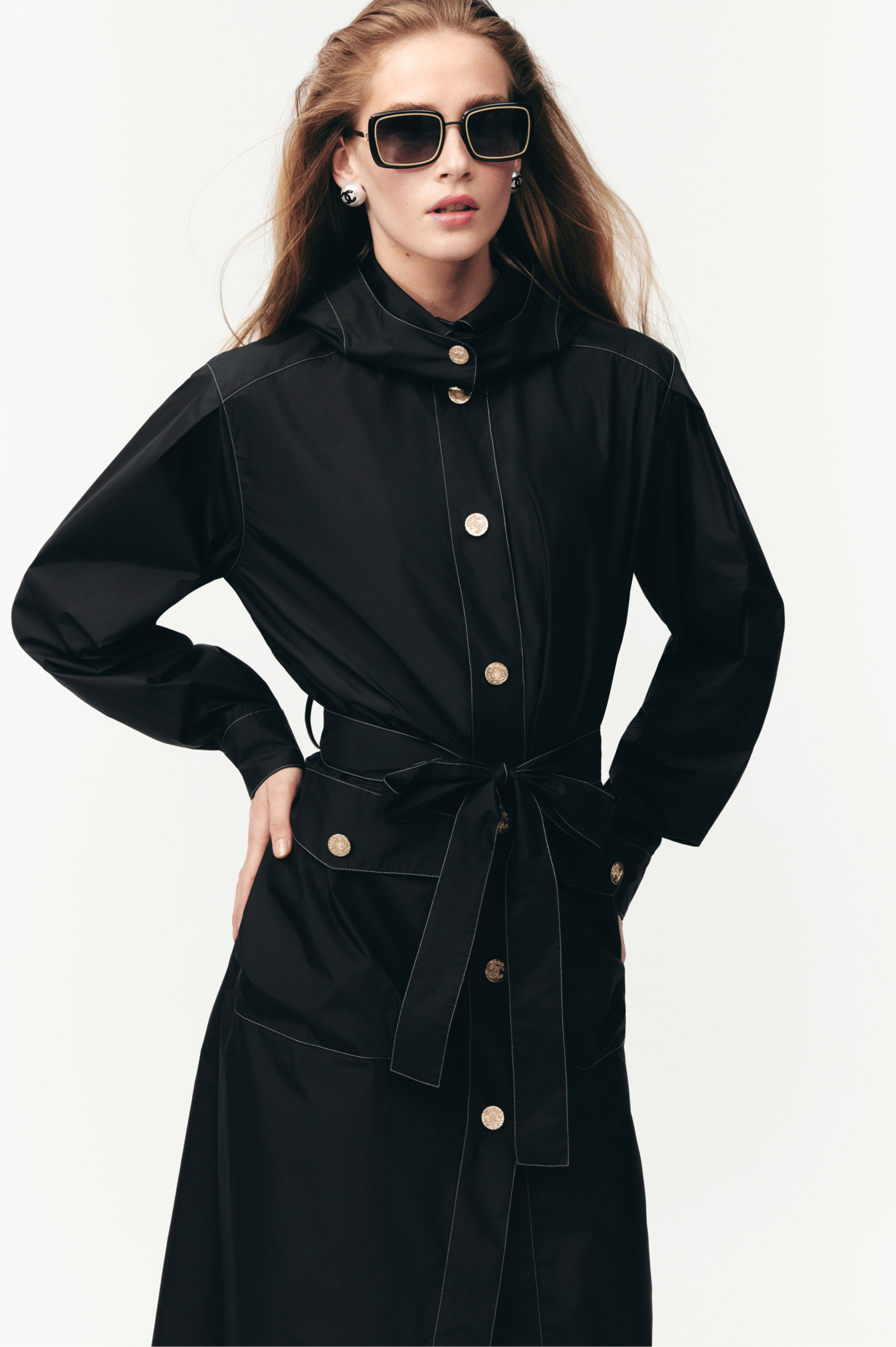 Gabardina - Negro - Tafetán de seda - Vista alternativa
